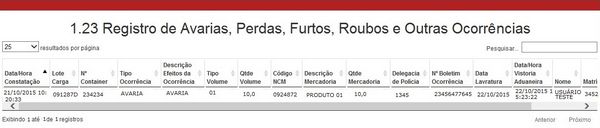 1.23 REGISTRO DE AVARIAS, PERDAS, FURTOS, ROUBOS E OUTRAS OCORRÊNCIAS LAYOUT